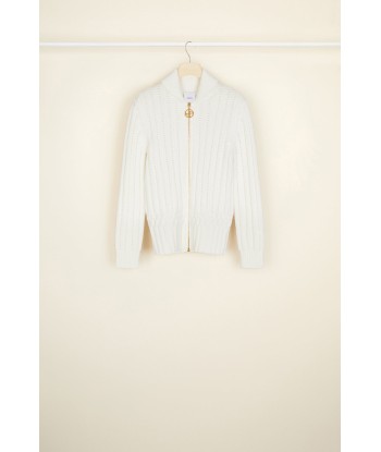 Cardigan con zip in maglia a costine de la marque