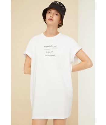 オーガニックコットン Tシャツドレス 長靴をはいたネコ de pas cher