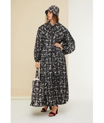 Maxi shirt dress in printed eco twill satin prix